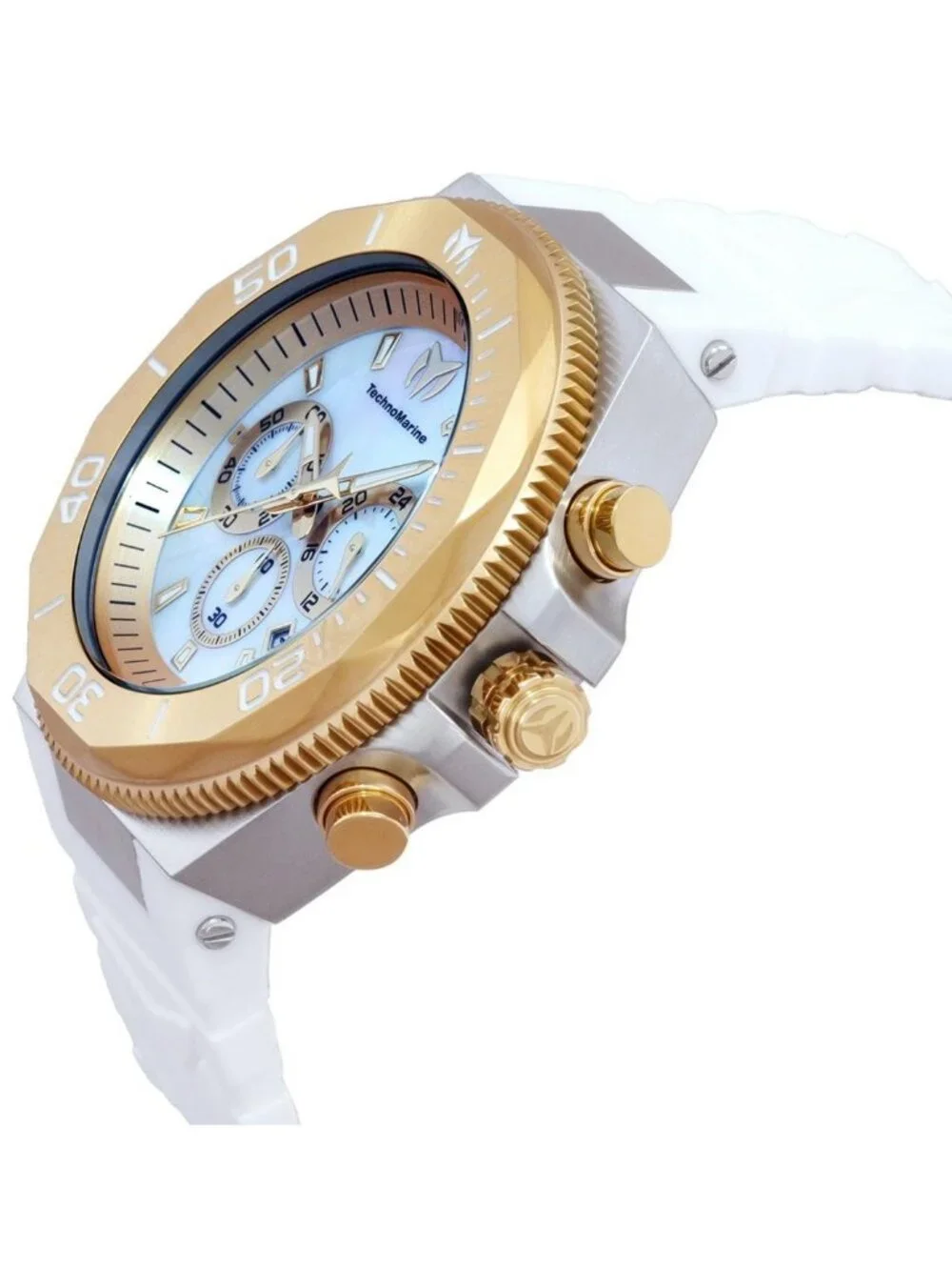NWT Technomarine Manta Ocean Chronograph GMT Quartz White Dial Men's Watch